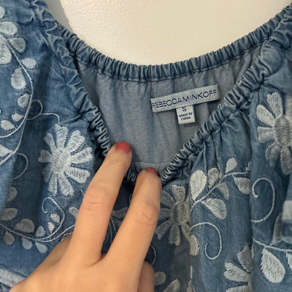 Rebecca Minkoff Off-Shoulder Denim Chambray Dress - Picture 3 of 5